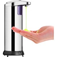 Dispensador de jabón, dispensador de jabón automático fabricado en acero inoxidable con base impermeable, sensor de movimiento infrarrojo e interruptor ajustable - RAPANDA