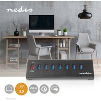 nedis UHUBUP3810BK USB 3.2 Hub Schwarz 8 Ports