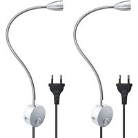 W flexible Wandleselampe mit EU-Stecker und Schalter, Wandleuchten zum Lesen, Bücher, Kopfteil, Schlafzimmer (2 Einheiten, warmes Licht)