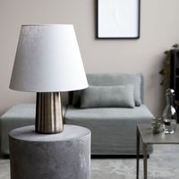 Lampe à poser Bakora en métal et abat jour jute gris - House