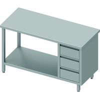Table Inox Cuisine Professionnelle - 3 Tiroirs & 1 Etagère - Gamme 700 - Stalgast