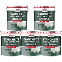 Arcane Industries – Imperméabilisant sous carrelage 5 x 15 Kg – Résine souple et adhérente – Application intérieure pour douches et cuisines – Résistance à la fissuration
