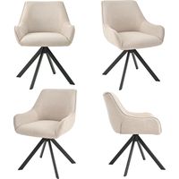 Goeurvant 360° drehbarer Sessel mit geschwungener Rückenlehne und weichem Kissen, perfekte Kombination aus Stil und Komfort - 4er Set - Beige