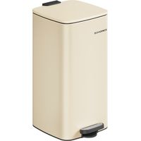 Songmics – Poubelle à pédale 30 L en acier – Seau intérieur pratique – Fermeture douce et maintien en ouverture – Beige sable