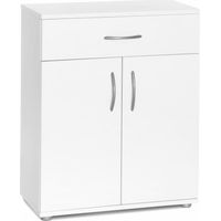 Commode enfant blanche 57x69x29 cm – 2 portes, 1 tiroir, 1 étagère – Structure panneaux de particules – Design élégant – 13Casa