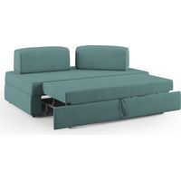 Liberty Sofa mit ausziehbarer Ottomane und beweglichen Rückenlehnen aus weichem wasserfestem Stoff T02 160 cm petrol