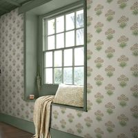Papier peint William Morris Hyacinth Flower Pink Cedar 1005 x 52cm Vert, rose, beige