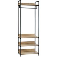 WOLTU Perchero de Ropa Armario Perchero Burro Zapatero con 3 Estante Multiusos Fuerte Metal y Madera Perchero de Estilo Industrial B