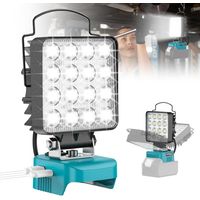 Lampe LED Rechargeable Pour Makita 18V Batterie – 48 W Projecteur LED Chantier à Double Interrupteur avec Type C/USB Lampe de Travail Pour Garage, Camping, Chantier