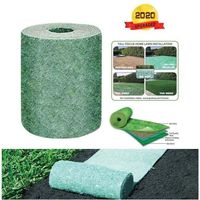 Rouleau de tapis de semences de gazon, tapis de culture d'herbe biodégradable 10FT, tapis de semences de gazon engrais jardin pique-nique jardinage tapis de plantation de pelouse (3×0.2m )