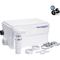 Aquamatix Duscha - Pompa doccia silenziosa per sanitari, 250 W, pompa di scarico compatta per docce, lavelli, vasche da bagno, 2 ingressi con filtro a carbone