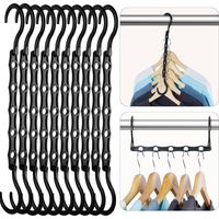 BEBUSINGOTO 10er-Set Magic Hangers, Kleiderbügel-Organizer, Kleideraufbewahrung, platzsparend im Kleiderschrank, Schwarz