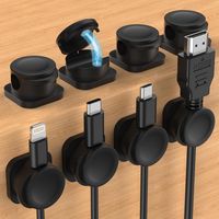 Confezione da 8 fermacavi magnetici da scrivania, 2025 fermacavi magnetico per comodino, elettrodomestici da cucina, articoli per ufficio, cavi telefonici - Nero (7 mm)