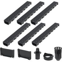 Caniveaux de drainage, 6 pièces, plastique, 6 m