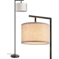 EDISHINE Stehlampe Wohnzimmer 160cm, Bogenlampe Modern mit Beigen Verstellem Leinen-Lampenschirm, LED E27 Glühbirne inklusive, Schwarz Leselampe Stehleuchte für Schlafzimmer, Kinderzimmer
