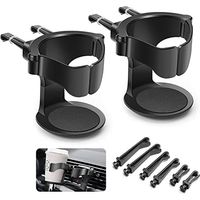 Porte Gobelet Voiture, 2PCS Support Gobelet Voiture, Porte-gobelet de Voiture réglable, pour Grille d'aération de Voitures, camions, Camping-Cars(Noir)