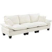 Canapé voilier en chenille, canapé 3 places avec accoudoirs courbés, canapé axé sur le confort pour petits espaces et appartements, beige