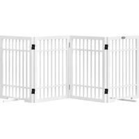 Hondenhekje, opvouwbaar en antislip, draaibare steunpoten, houten frame, 183x24,5x61 cm, wit
