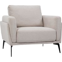 Poltrona design in tessuto effetto velluto testurizzato beige e metallo nero MOSCO