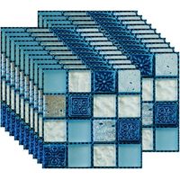 Fliesenaufkleber, Mosaik-Wandaufkleber, selbstklebende Tapete für Küchen und Badezimmer, blau, 20 Stück (10 x 10 cm)