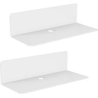 2PCS Acrylic Floating Wall Shelf, 23 9.5cm, Adhesive Shelf without Drilling with 4 Cable Clips, Small Shelf for Office, Bathroom, Kitchen, Bedroom, White
