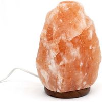 Lampe à poser en cristal de sel rose 4-7 kg – Socle en bois véritable – Lumière douce et chaleureuse – Pour ambiance cocooning – Bioelements