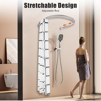 Tringle à rideau de douche en forme de U en acier inoxydable barre de douche sans perçage barre de rideau de douche baignoire barre d'arc barre de rideau de douche barres d'angle de rideau