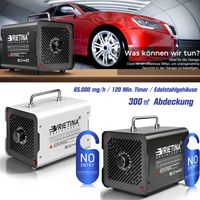 Purificateur d'air - Générateur d'ozone Portable, 65000mg/H, 220V, Minuteur 120 min, Désinfection et stérilisation Élimine Odeurs, Pour Garage, Maison, Voiture, Noir
