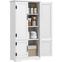 Alacena de Cocina Aparador Alto de Cocina Mueble Auxiliar con 4 Puertas y Estantes Ajustables 60x30x123 cm Blanco