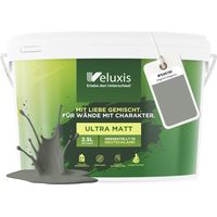 Wandfarbe Grau Grün Hellgrau Matt Innenfarbe – Deckkraft Klasse 1, VOC-frei, Ohne Grundierung, Tropfarm – Wohnzimmer & Schlafzimmer – 2,5L – Veluxis (Original Oregano)