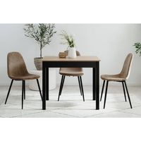 Table à Manger CAPRI - Chêne Artisan & Noir - Carré - 4 personnes - 90 x 67 x 76 cm