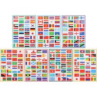 7 feuilles d'autocollants de pays, drapeaux de football, autocollants en PVC pour l'école (styles variés)-30.00X21.00X0.05CM-Assorted Color