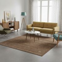 Tapis Gabbeh indien Tapis Sahara - Tapis en laine - 200x200cm, Square - 100% Laine vierge - Tissé main - Marron
