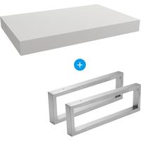 Egger Set Mobile naturale 80x8x50 cm + 2 portasciugamani 45 cm, bianco opaco (DO8050BM-FIX3)