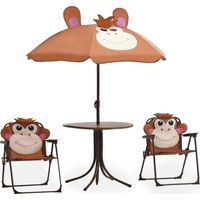 vidaXL 3 Piece Kids' Garden Bistro Set with Parasol Brown