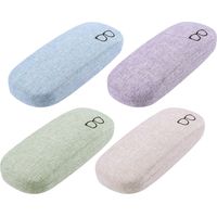 Lot de 4 Étui à Lunettes Rigide en Lin Résistant - Pochette de Protection Antichoc, Étui Portable Compact pour Lunettes de Soleil/Vue - Voyage, Sport, Quotidien (Homme/Femme)