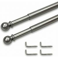 Coppia ASTINE Tex ottone NICHELATO ARGENTATE Regolabili per Tenda a vetro Cm. 40-60