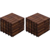 Dalles d'extérieur emboîtables en bois d'acacia, motif damier, lot de 22 pièces, 30,5 cm x 30,5 cm, bois dur d'acacia brun, pour terrasse, balcon et bord de piscine