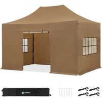 Vonroc Partyzelt 3x4,5 m mit Seitenwänden – Premium Easy-Up Beige