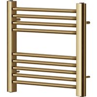York Flat Brushed Brass Central Heating Towel Rail 400mm Wide x 600mm High
