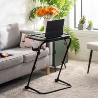 Meubles Cosy – Table pliante réglable en hauteur – Plateau inclinable 3 positions – Pliable ultra compact – Porte-gobelet intégré – Pour petits espaces