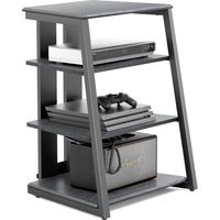 FITUEYES Design HiFi Rack aus Holz und Stahl, TV Rack mit verstellbaren Ablagen & Kabelmanagement, HiFi Regal f¨¹r DVD-Player Stereoanlagen Spielkonsolen, 61 x 52 x 78 cm, Schwarz