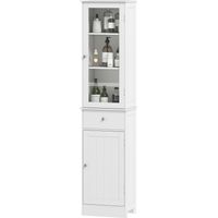kleankin Colonna Bagno Salvaspazio con Armadietto, Cassetto e Ripiani Bianco