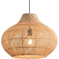 Parrot Uncle Rattan Pendant Light 35cm, Natural Wicker Bamboo Ceiling Light Shade, Adjustable Height E27 Hanging Lamp for Living Room & Tea Room (Bulb Not Included)