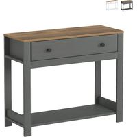 Meuble console d'entrée blanc noir style classique avec tiroir Corlay - Noir