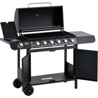 Barbecue a gaz Outsunny avec 7 bruleurs thermometre et chariot noir