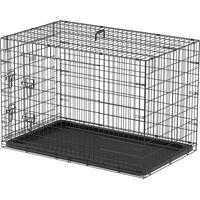 Jaula plegable para perros con 2 puertas, bandeja extraíble, asa de transporte 90x57,5x62 cm Noir