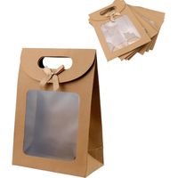 Sacs cadeaux en kraft avec fenêtre pour biscuits et chocolats, lot de 12 avec poignées