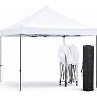 Gazebo Professionale 3x3 M Richiudibile Automatico In Acciaio Con Telo Oxford 1200D PVC Impermeabile e Anti UV Struttura a Fisarmonica con Sacche Zavorra e Borsa Trasporto Sagre Feste Eventi Bianco