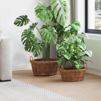Planter Basket GENDT 2 pcs Natural Brown Kubu Rattan vidaXL